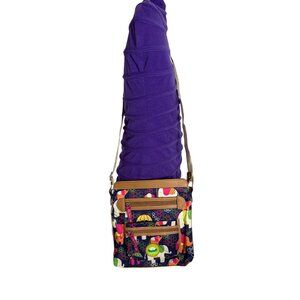 Lily Bloom Crossbody Bag With Elephant Print Adjustable Strap & Multiple Zipper